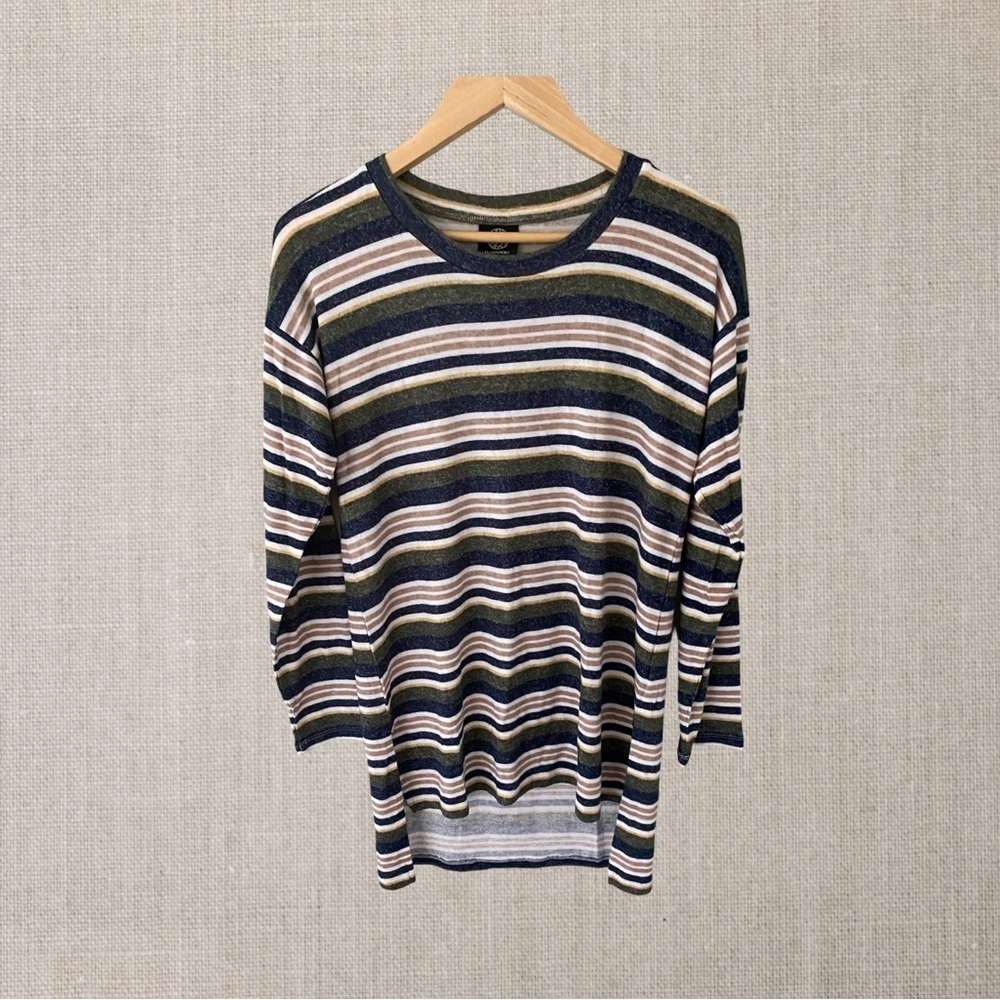 Bobeau Long Sleeve Striped Top Size M